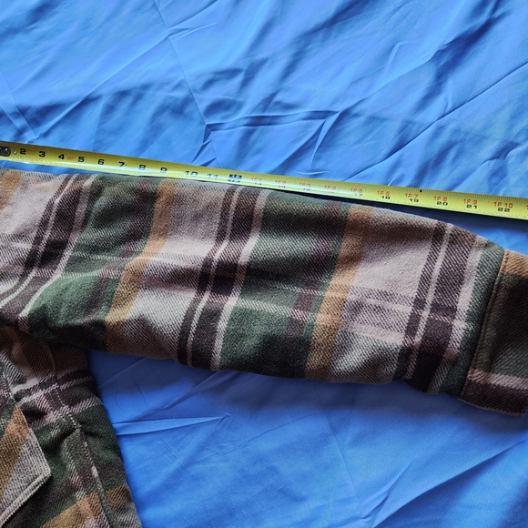 LEVI'S MEN'S PLAID WOOL- BLEND SHERPA-LINED TRUCKET JACKET BROWN/GREEN SZ SMALL - Picture 13 of 13